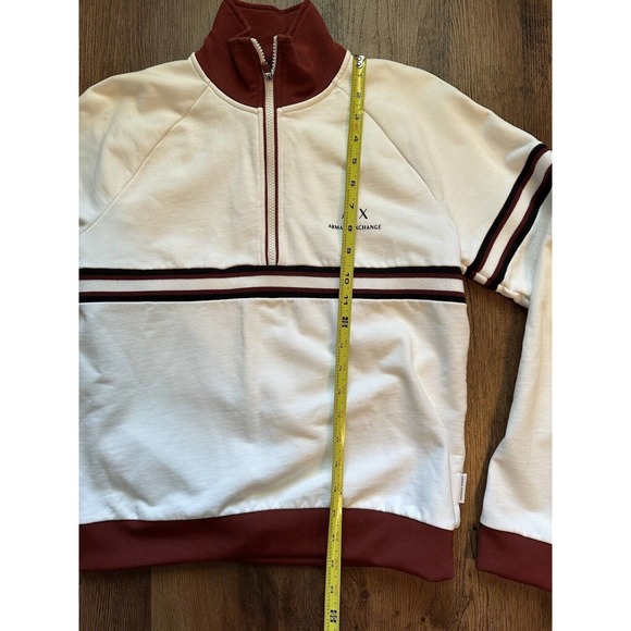 Armani Exchange Womens Size S Quarter Zip High Neck Sweatershirt Designer White - Picture 11 of 11